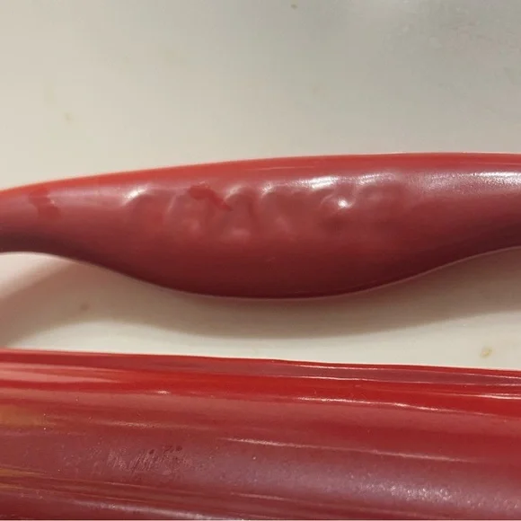 LE CREUSET Red Cast Iron Griddle Pan w/ Side Handles